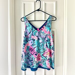 Lilly Pulitzer Tropical Palm Leaf V-Neck Loose Tank Top